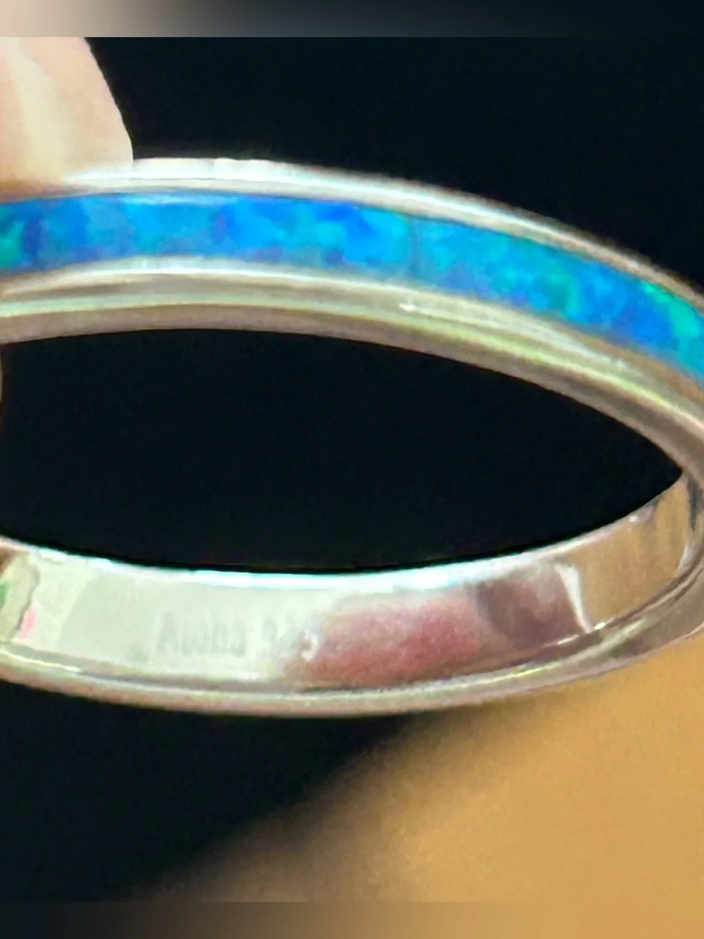 Blue lab opal stacker band. Sterling silver